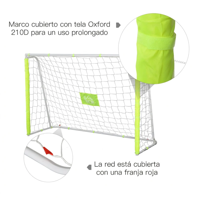 HOMCOM Portería de Fútbol con Soporte de Metal y Red para Entrenamiento de Fútbol en Jardín Aire Libre 186x62x123 cm Amarillo