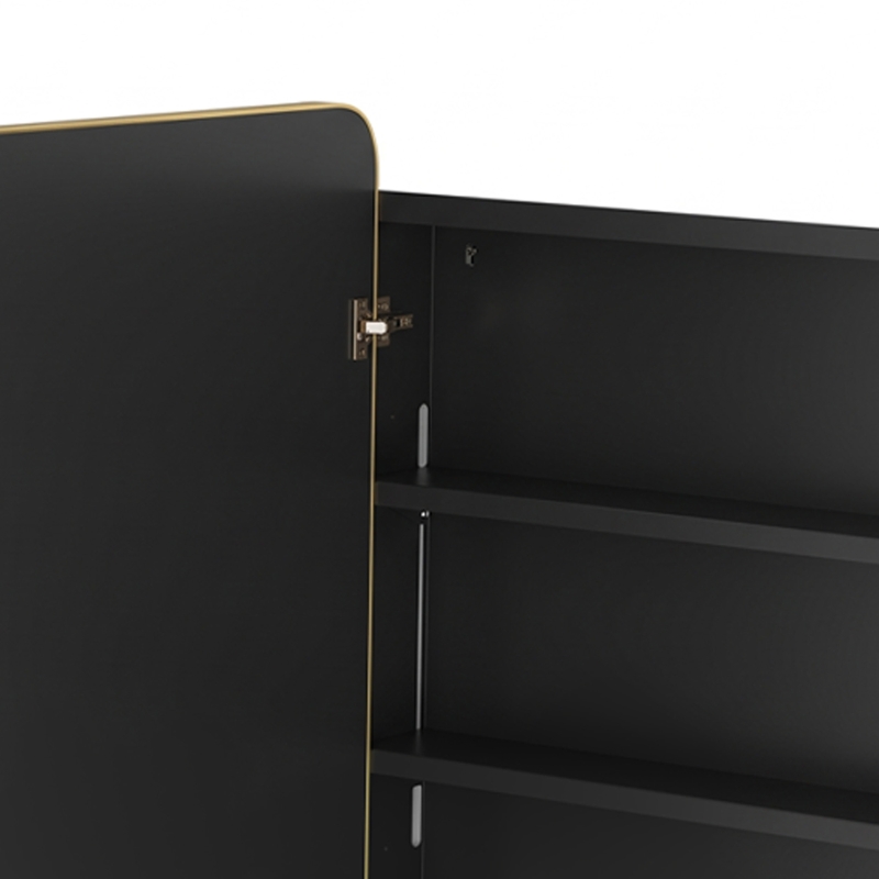 HOMCOM 50.8 x 11.6 x 71 cm Bathroom Mirror Cabinet, Wall Cabinet with Adjustable Shelves, Wall-Mounted or Recessed, Gold Tone