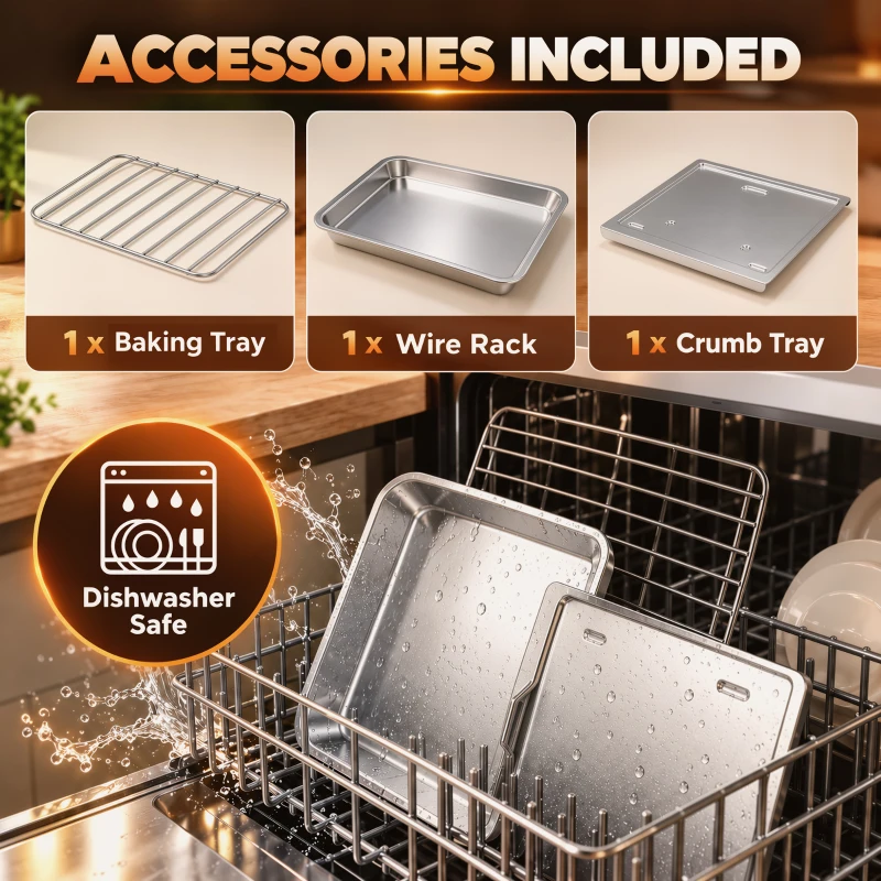 HOMCOM Mini Oven, 15 L Electric Oven and Grill w/ 60-230℃ Adjustable Temperature, 60 Minute Timer, Includes Baking Tray, Black