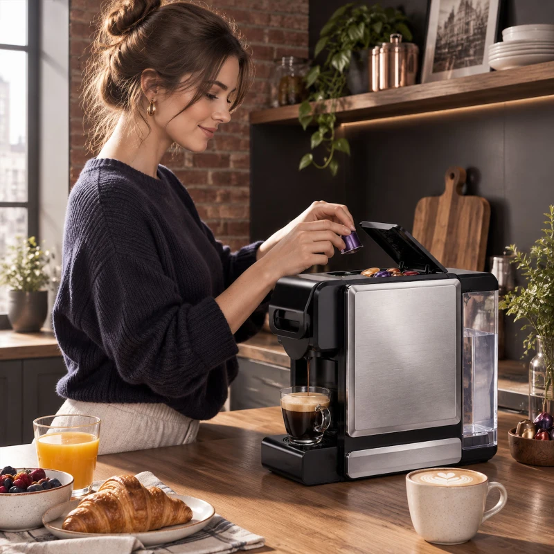 HOMCOM Máquina de Café Expresso 19 Bar Semiautomática com Depósito de Água Amovível 1 L para Cápsulas e Café Moído Preta