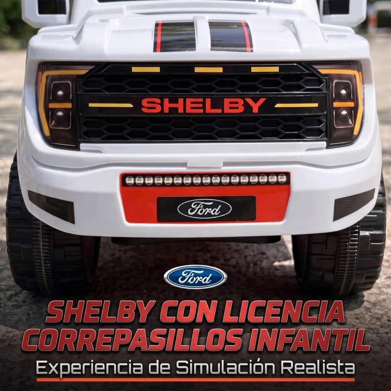 AIYAPLAY Coche Correpasillos para Niños Licencia Shelby con Capó Abatible Remolque 5 Sonidos de Arranque 18-72 Meses Blanco