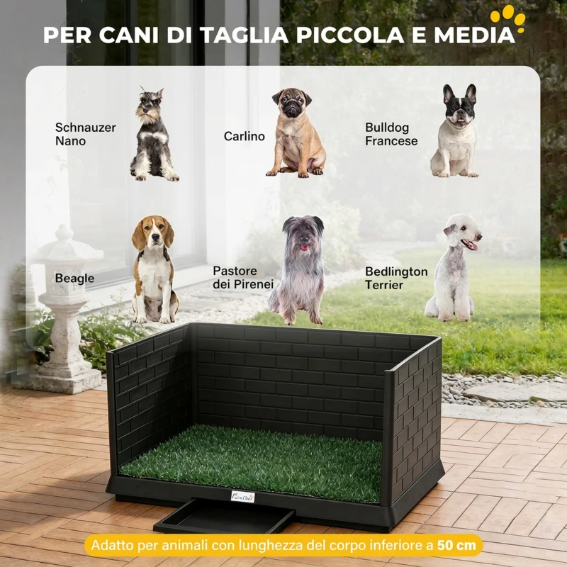 PawHut Toilette per Cani con Vassoio Estraibile, 75 x 51 x 36,5 cm