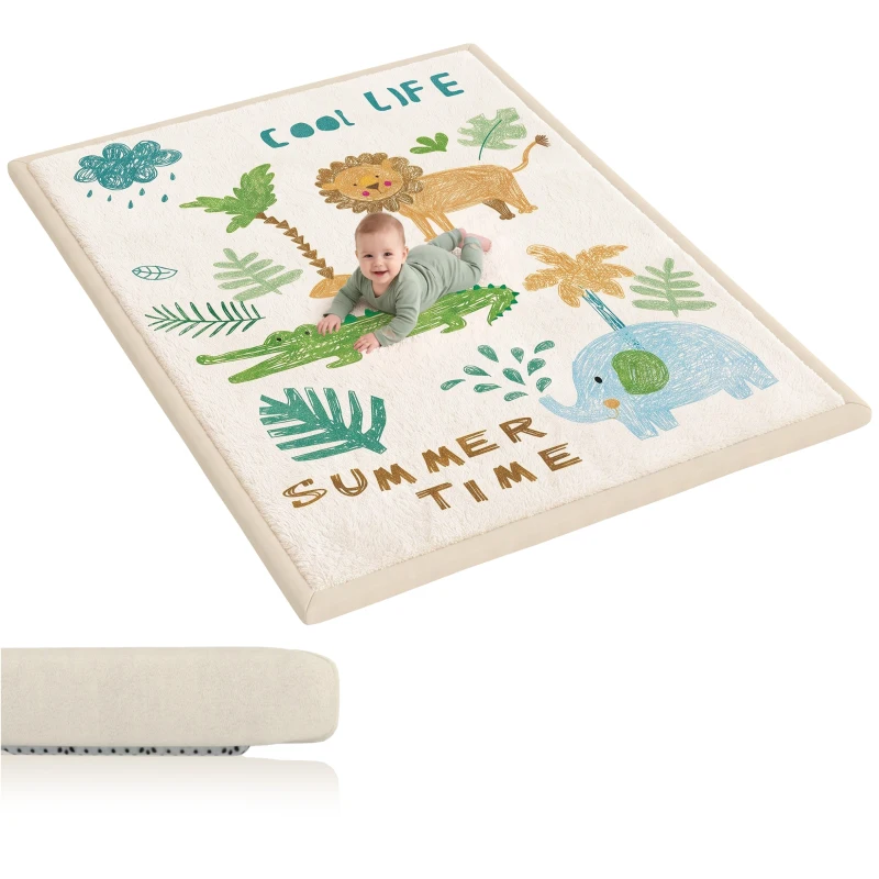 AIYAPLAY Tapis de Jeu pour Enfants Tapis de Chambre d'Enfant en Mousse Épaisseur 3 cm Motif Animal Base Antidérapante 150x200cm