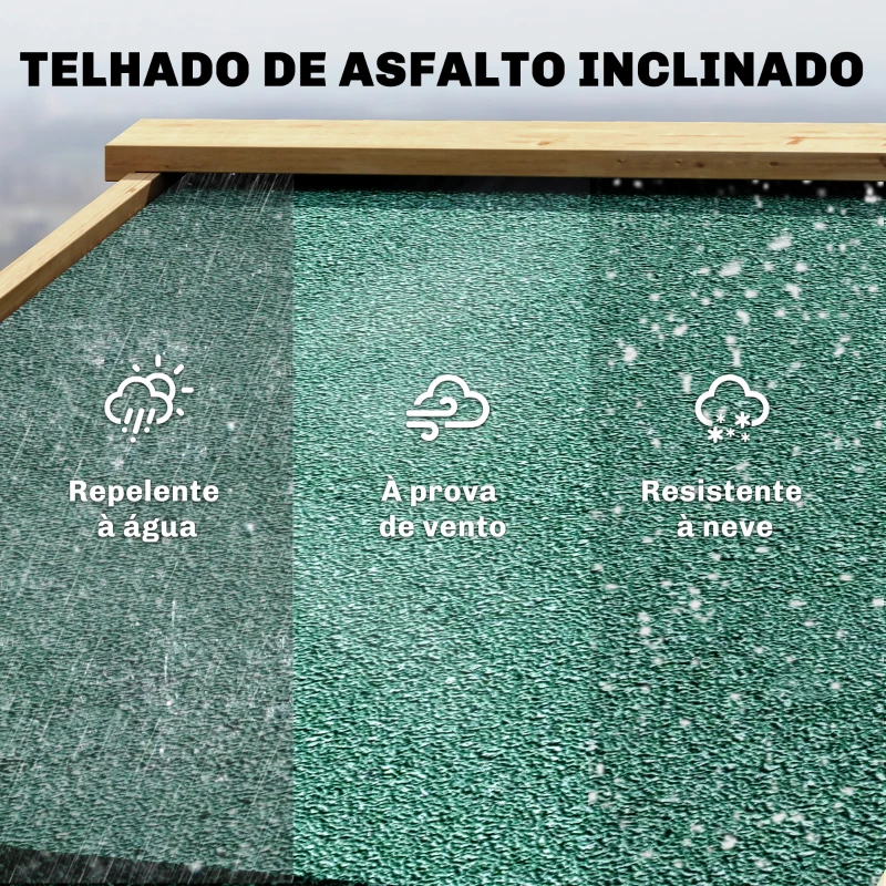 Outsunny Armário de Jardim em Madeira com Prateleiras, Janelas Acrílicas, Telhado Asfáltico e Portas com Fecho, Castanho Claro