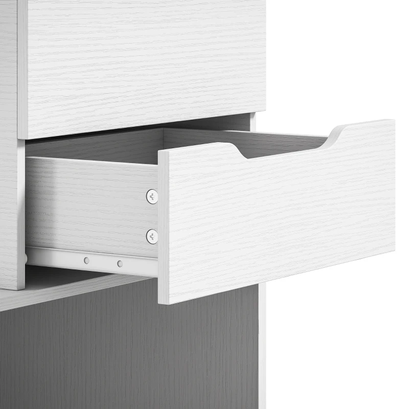 HOMCOM Kaptafel met spiegel en kruk, opklapbare spiegel, make-uptafel met lades, wit