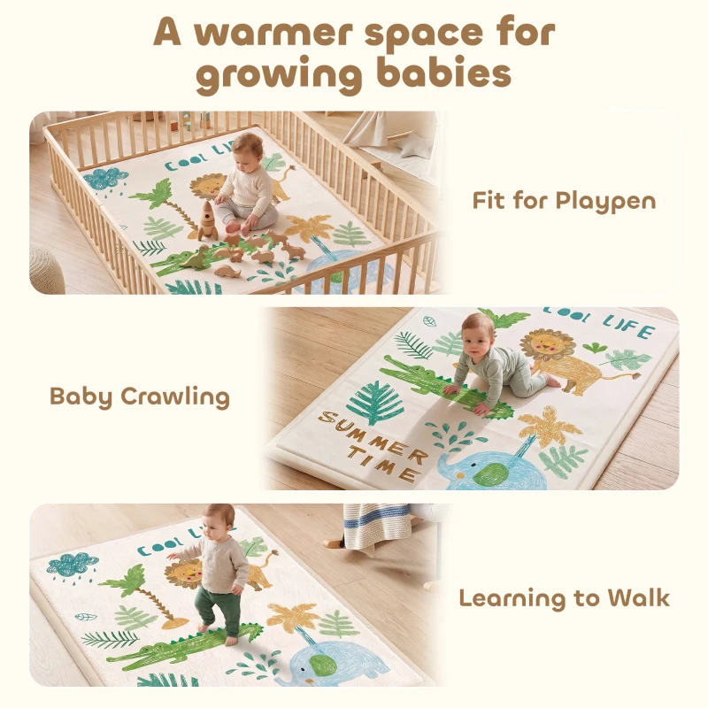 AIYAPLAY Tapis de Jeu pour Enfants Tapis de Chambre d'Enfant en Mousse Épaisseur 3 cm Motif Animal Base Antidérapante 150x200cm
