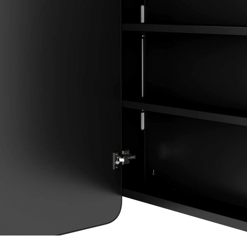 HOMCOM 50.8 x 11.6 x 71 cm Bathroom Mirror Cabinet, Wall Cabinet with Adjustable Shelves, Wall-Mounted or Recessed, Black
