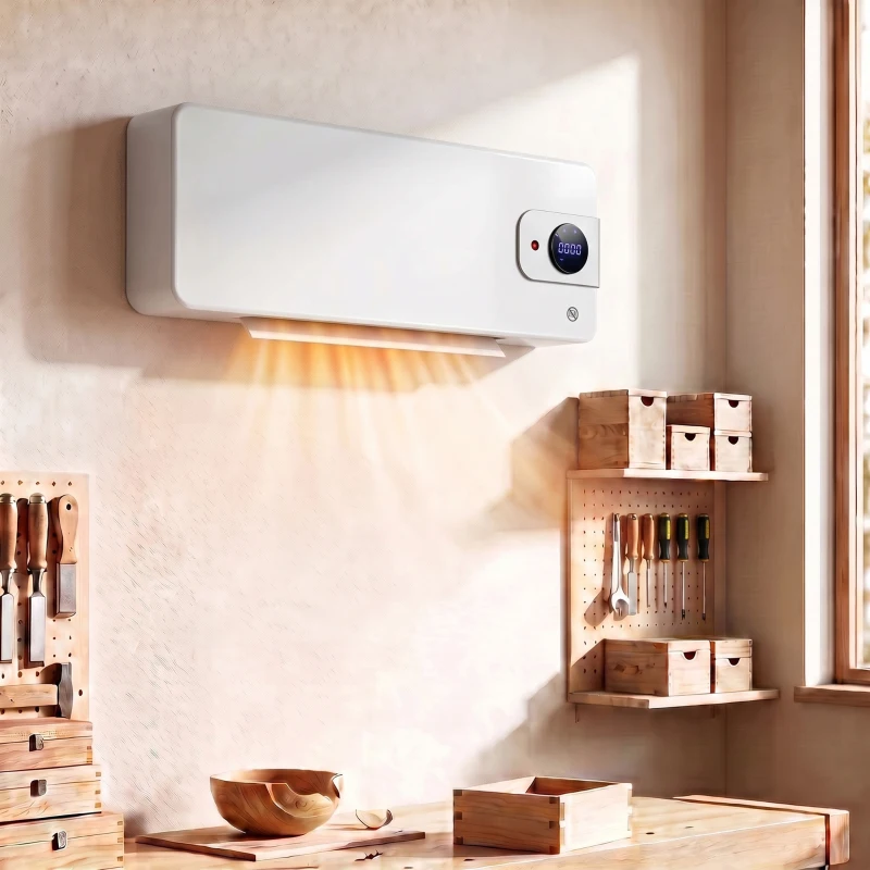 HOMCOM Termoventilator ceramic de perete 2000 W cu control prin aplicație, 3 moduri, termostat, timer, telecomandă, alb