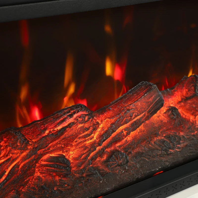 HOMCOM 3-Sided Electric Fireplace Insert, Freestanding, Wall Recessed Electric Fire Heater with Adjustable Flame, 900W/1800W