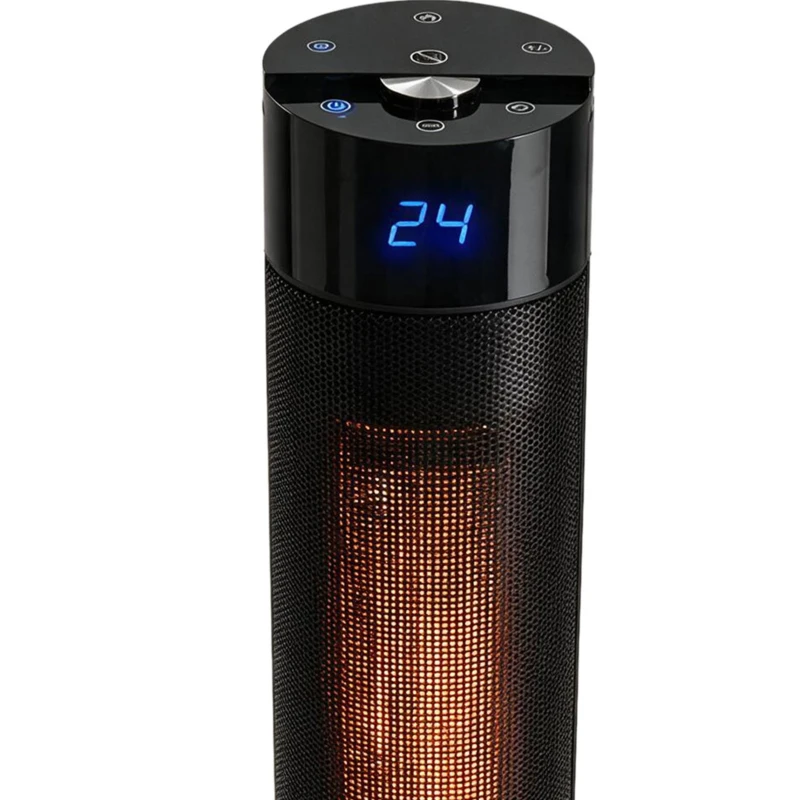 HOMCOM Keramische kachelventilator 2000 W met thermostaat, 3D-vlameffect, elektrische verwarming en afstandsbediening, zwart