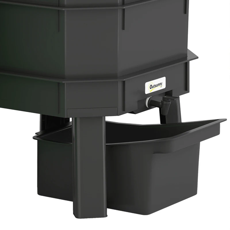 Outsunny 4-Tray Worm Composter Bin, 28L Worm Composter for Outdoor & Indoor Recycling Food Waste, Dark Green