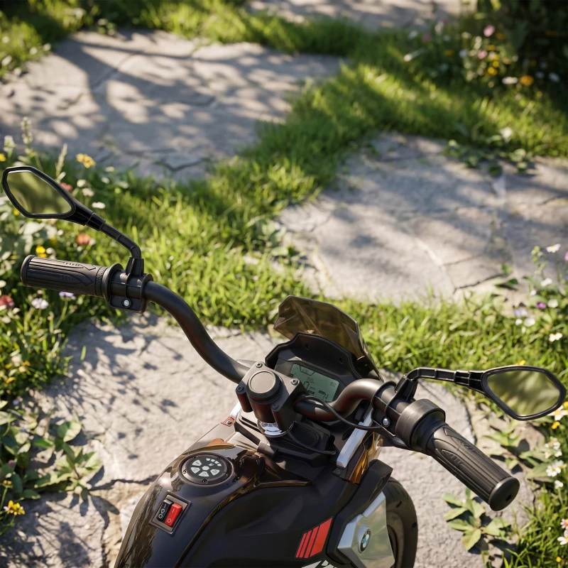 AIYAPLAY Moto Elétrica Infantil BMW G310 GS 12 V com Licença Oficial, 2 Rodas Auxiliares, Arranque Suave, 3-6 km/h, Preto