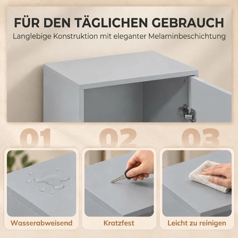 HOMCOM Küchenschrank, 5-Ebenen-Aufbewahrungsschrank, verstellbare Regale, für Wohnzimmer, Küche, Vorratskammer, Holz, Grau
