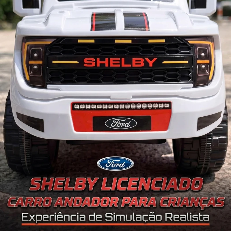 AIYAPLAY Carro Correpassos Shelby Licenciado para Crianças com Reboque e Capô Rebatível, 18-72 Meses, Branco