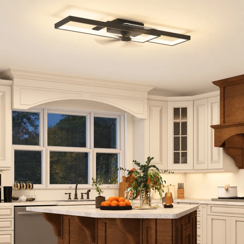 HOMCOM LED Ceiling Light, Modern Dimmable Ceiling Light with Wall Switch & Remote Control, Flush Mount Fixture Lamp with 3000-6000K Colour Temperatures for Living Room, Bedroom, Black