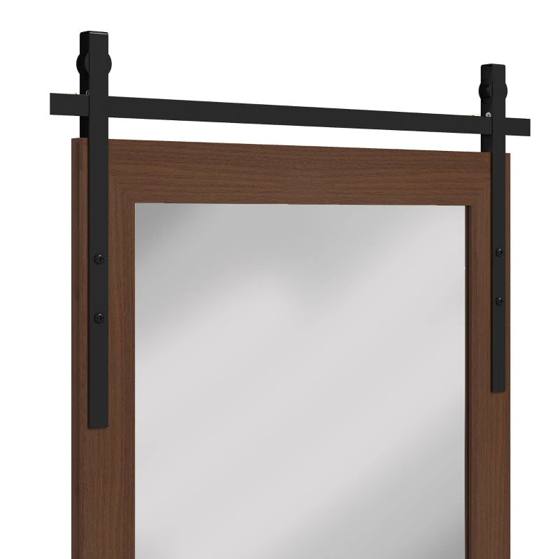 HOMCOM 86.5 x 61 cm Rectangle Mirror, Farmhouse Wall Mirror for Living Room, Bedroom, Hallway, Dark Brown