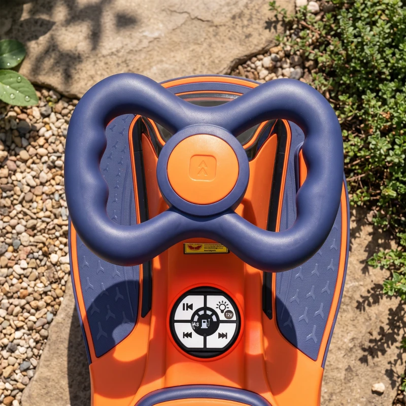 AIYAPLAY Elektrische Kinderauto 12V 2-in-1 Loopauto met Lithium-accu, 2 Motoren, RGB-verlichting, Pedaal, Muziek en 360° Sturing