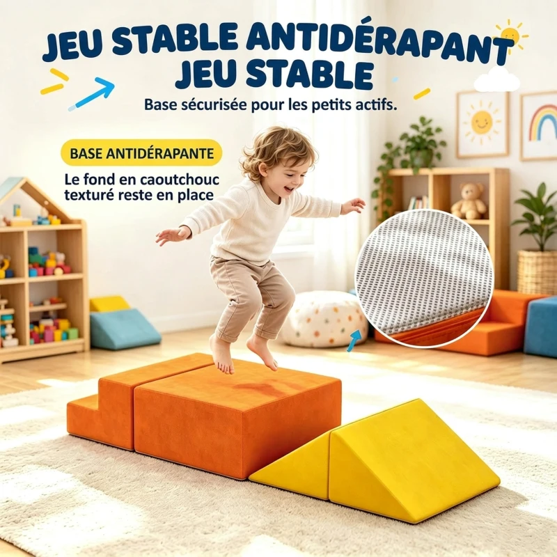 AIYAPLAY Parcours Motricité Bébé 5PCS, Module Motricité Bébé en Mousse, Piscine à Balles, Housse en Velours Lavable, Multicolore