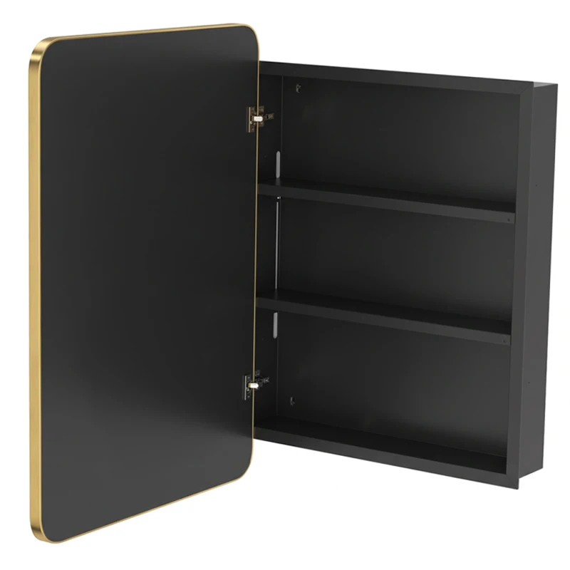 HOMCOM 50.8 x 11.6 x 71 cm Bathroom Mirror Cabinet, Wall Cabinet with Adjustable Shelves, Wall-Mounted or Recessed, Gold Tone