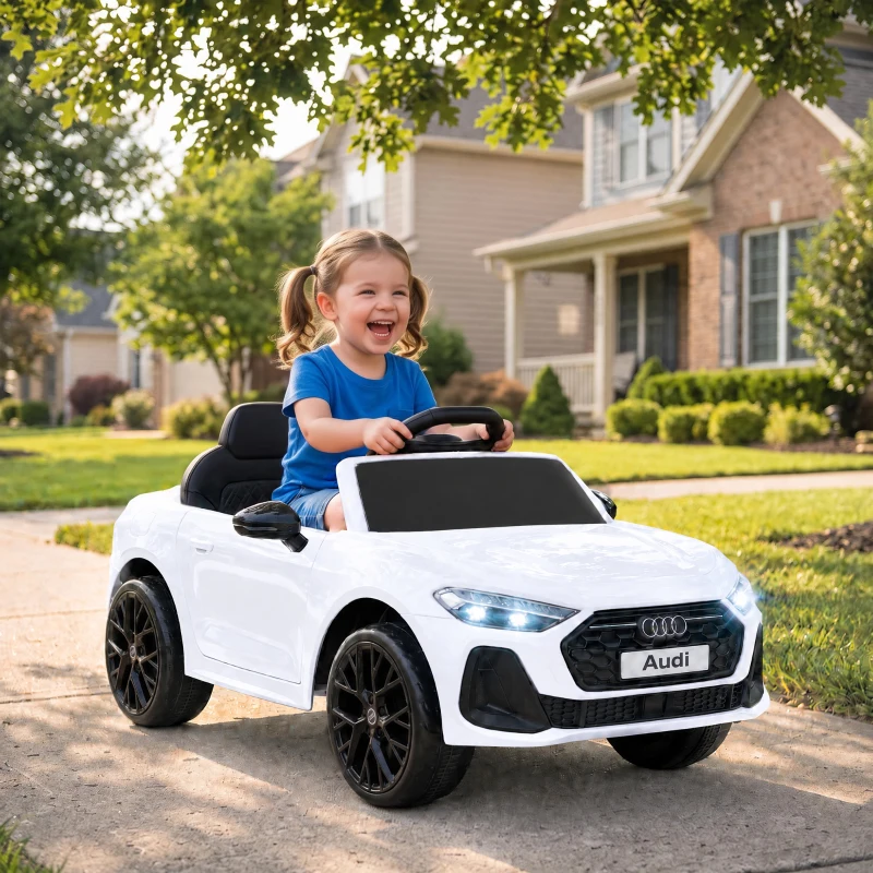 AIYAPLAY Macchina Elettrica per Bambini 12V Audi A5L con Telecomando, 2 Motori e Telecomando, Bianco