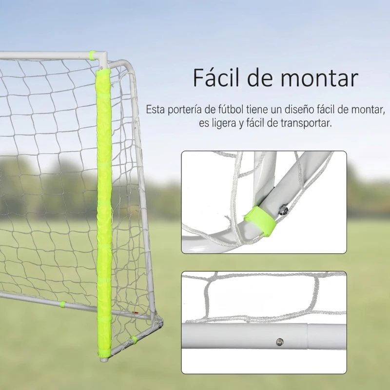 HOMCOM Portería de Fútbol con Soporte de Metal y Red para Entrenamiento de Fútbol en Jardín Aire Libre 186x62x123 cm Amarillo