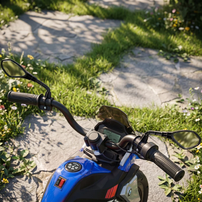 AIYAPLAY Motocicletă Electrică pentru Copii 3-8 Ani 12V, Licență BMW G310 GS, Baterie cu Litiu, Roți Ajutătoare Detașabile, Albastru