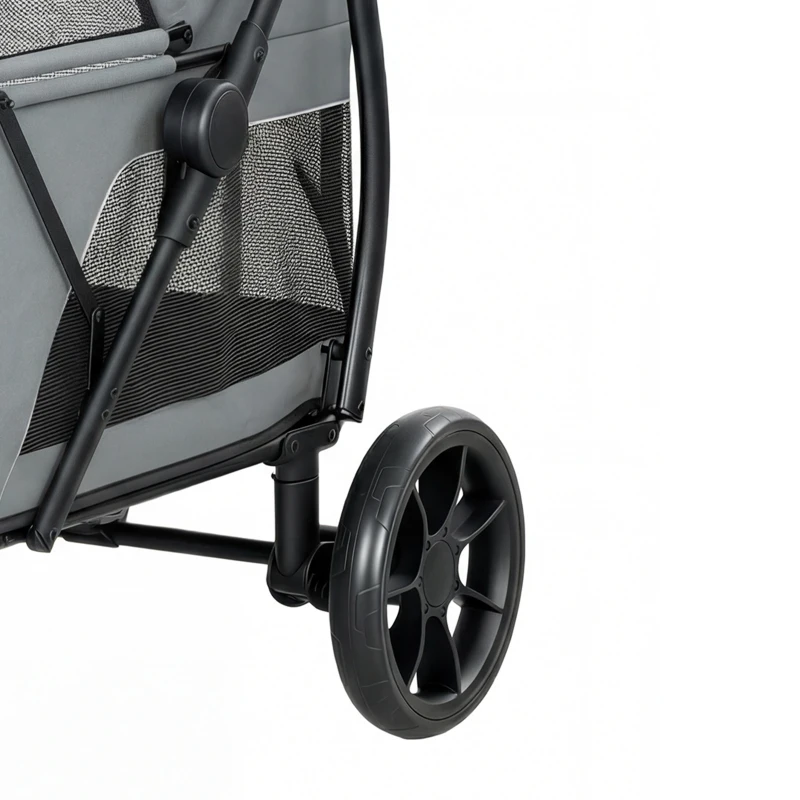 PawHut Dog Stroller, 3 Wheels Pet Stroller with Dual Entry, Easy One-Click Quick Fold, Mesh Windows, Washable Cushion