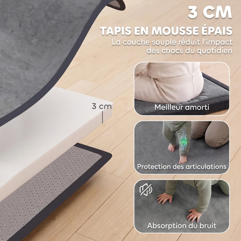 AIYAPLAY Tapis de Jeu pour Enfants 180 x 150 cm, Tapis de Chambre d'Enfant en Mousse, Épaisseur 3 cm, Base Antidérapante