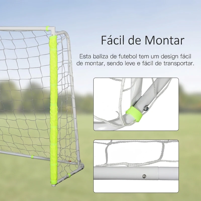 HOMCOM Baliza de Futebol com Estrutura Metálica e Rede para Treino no Jardim ao Ar Livre 186x62x123 cm Amarelo