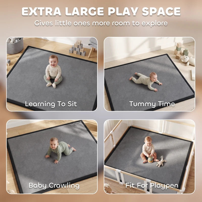 AIYAPLAY Tapis de Jeu pour Enfants 180 x 150 cm, Tapis de Chambre d'Enfant en Mousse, Épaisseur 3 cm, Base Antidérapante
