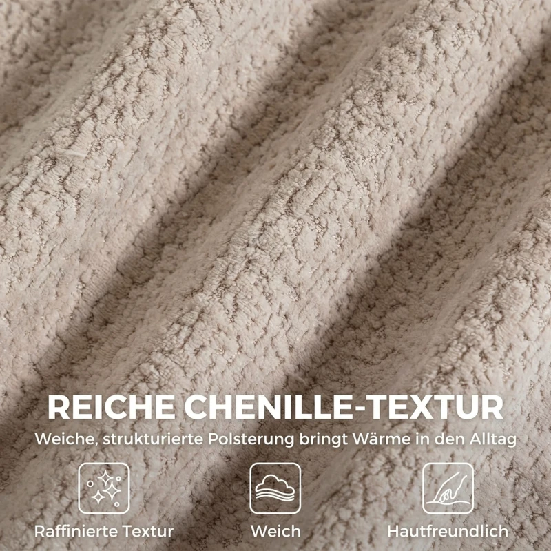 HOMCOM 3-Sitzer-Sofa aus Chenille, modulares Cloud-Sofa mit dickem Federpolster, extra breit und tief, ohne Montage, Beige