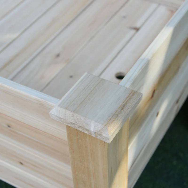 Outsunny Verhoogd bed 2 niveaus koude kas kruidenbed plantenbak met afvoergaten van massief hout