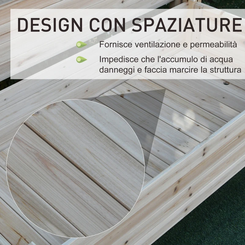 Outsunny Fioriera da Esterno a 2 Livelli in Legno di Abete con Foro di Drenaggio, 115x114x76 cm