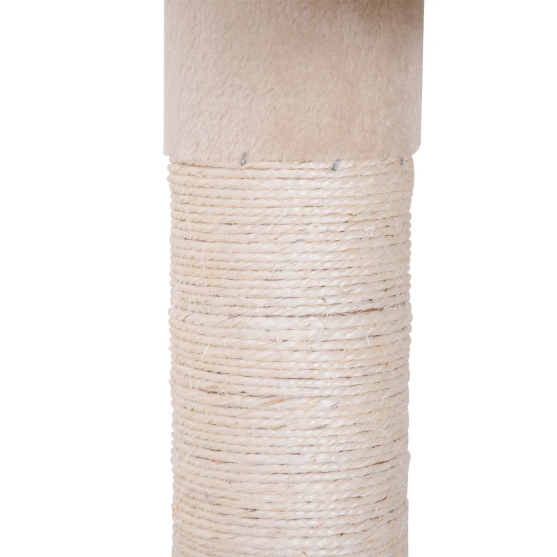 PawHut Árbol para Gatos de Suelo a Techo de 230-260 cm con Altura Ajustable Plataformas Hamaca y Postes de Sisal Beige