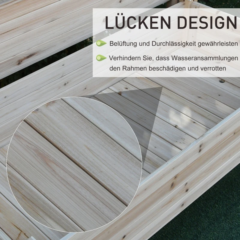 Outsunny Verhoogd bed 2 niveaus koude kas kruidenbed plantenbak met afvoergaten van massief hout