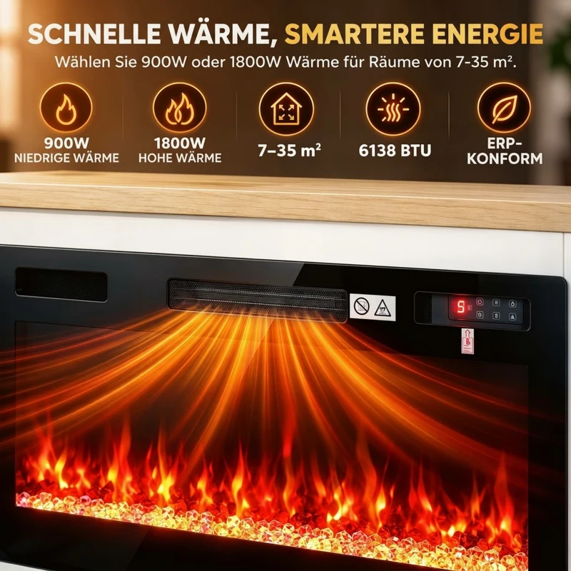 HOMCOM Elektrische haard met verwarming, 12 vlamkleuren, tv-meubel met haard voor tv's tot 55 inch, 114 cm, wit