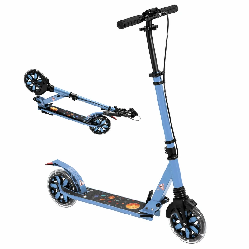 SPORTNOW Patinete Plegable para Adultos de Aluminio con Manillar Ajustable Ruedas con Luces Amortiguación Delantera Doble Freno