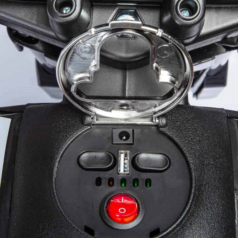 AIYAPLAY Elektrische kindermotor 12V met 2 motoren, zijwieltjes, vering, 13 inch wielen, muziek en USB