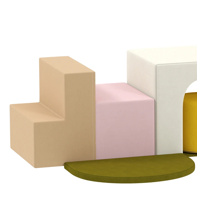 AIYAPLAY Parcours motricité bébé 8PCS, module motricité Bébé en mousse avec housse en velours lavable 51 x 40 x 40 cm multicolore