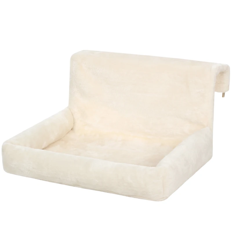 PawHut Cat Radiator Bed, Hanging Warm Hammock w/ Foldable Metal Frame, Removable Washable Cover, Cream