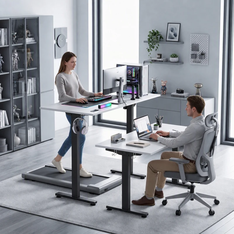 HOMCOM Schreibtischgestell ergonomisch höhenverstellbar Tischgestell elektrisch Stahl Schwarz