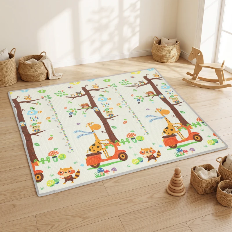 AIYAPLAY Covoraș de joacă pentru bebeluși pliabil și reversibil, 200 x 180 cm, covoraș din spumă groasă, antiderapant și impermeabil