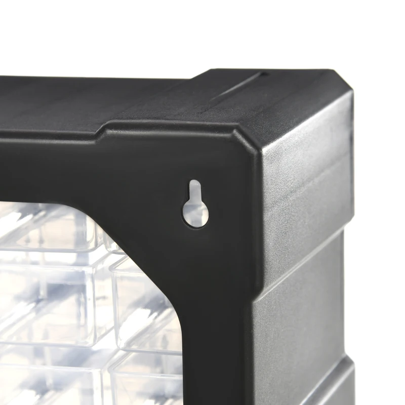 DURHAND Plastic 39 Drawer Parts Organiser Wall Mount Storage Cabinet Garage Small Nuts Bolts Tool Black