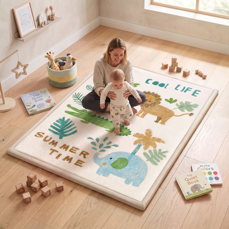 AIYAPLAY Tappeto Gioco per Neonati, Antiscivolo e Impermeabile con Animali, Età 0-3 Anni, 150x200 cm