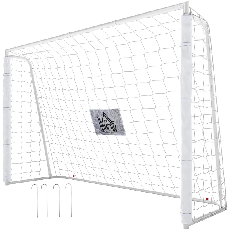 HOMCOM Porta da Calcio da Esterno in Metallo con Bersaglio e Pali in Tessuto Oxford, 186x62x123 cm, Bianca
