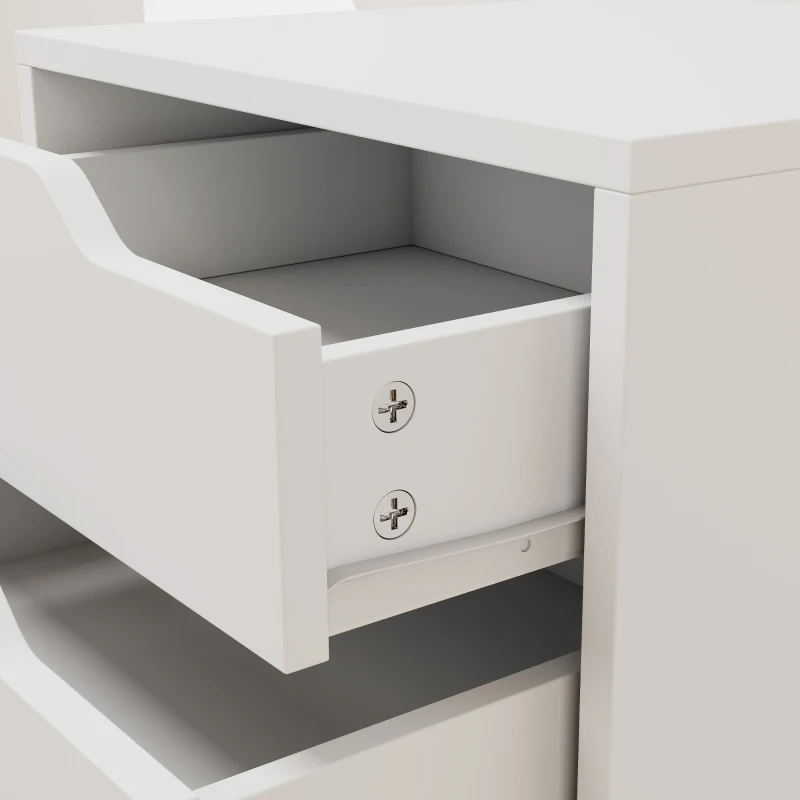 HOMCOM Caisson Bureau Mobile avec 5 Tiroirs, Meuble Rangement Bureau sur Roulettes pour Documents et Imprimante, Blanc