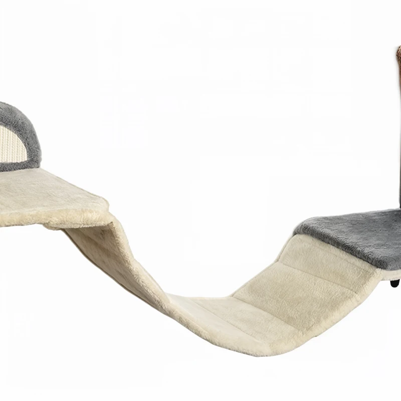 PawHut Wandgemonteerd krabpaal-set, sisal krabvlakken, 4 delen, voor 1-3 katten, Beige