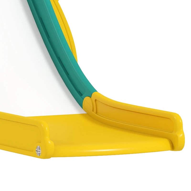 AIYAPLAY Toboggan pour tout-petits 5 en 1 toboggan autoportant pour enfant avec panier de basket, télescope, 178x70x86cm, jaune