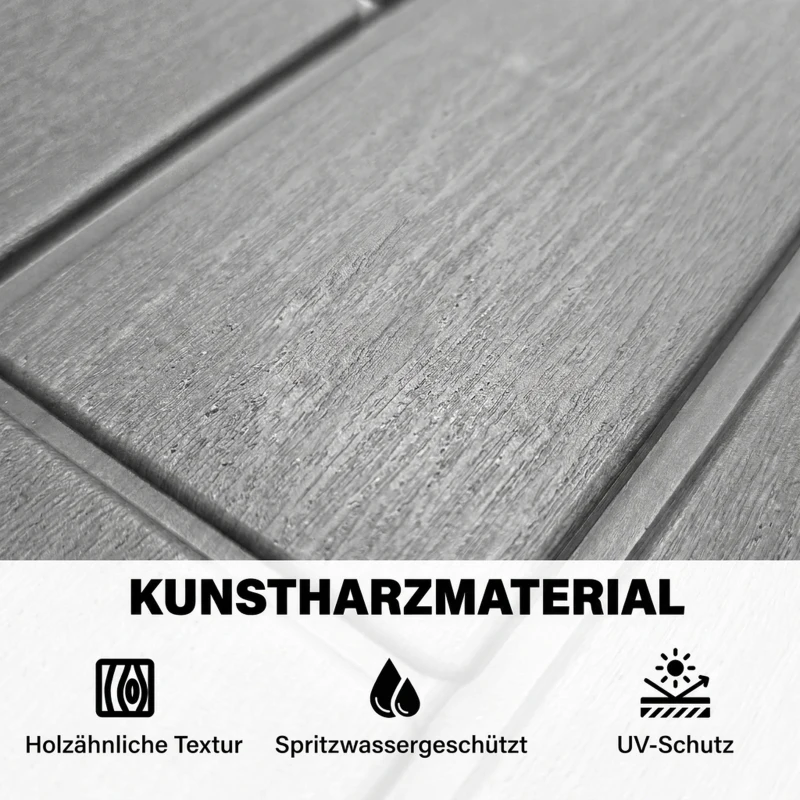 Outsunny Gartenbox 227,4 Liter Wasserdicht Abschließbar UV-beständig Auflagenbox mit Holzoptik für Garten 106,5x43x54,5cm Grau