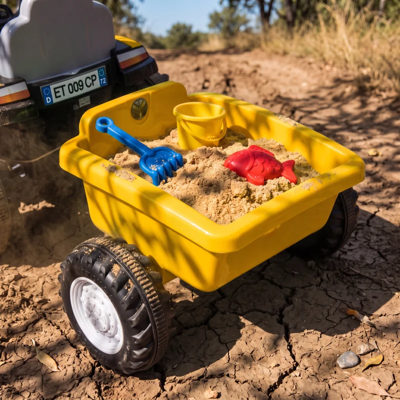 AIYAPLAY Tracteur Électrique Enfants 6 V avec Remorque Amovible, Voiture Électrique Enfants, Batterie au Lithium, 1-3 ans, Jaune